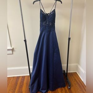 Dark Blue-Lacey Prom Dress